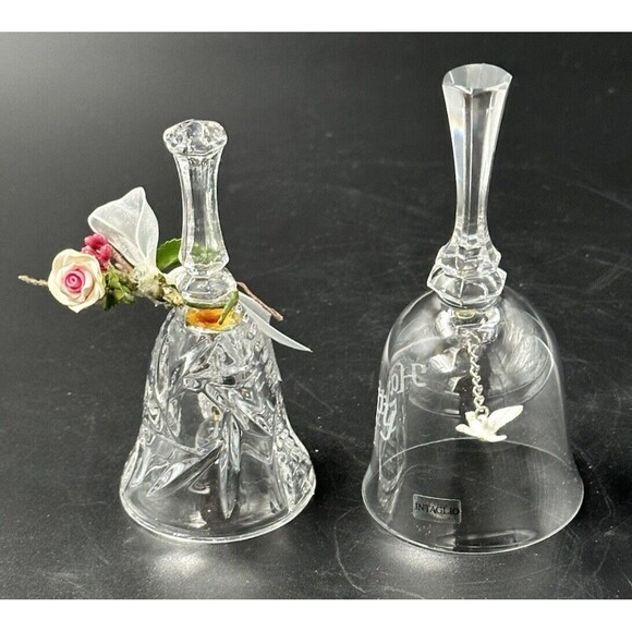 Lot of 3 Glass and Crystal Bells Mikasa Christmas Tree Bell Happy 5th Bell - Picture 8 of 16